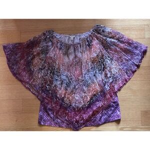 Est 1946 Poncho Top Combo Size Small Boho Abstract Sheer Blouse Overlay Shirt